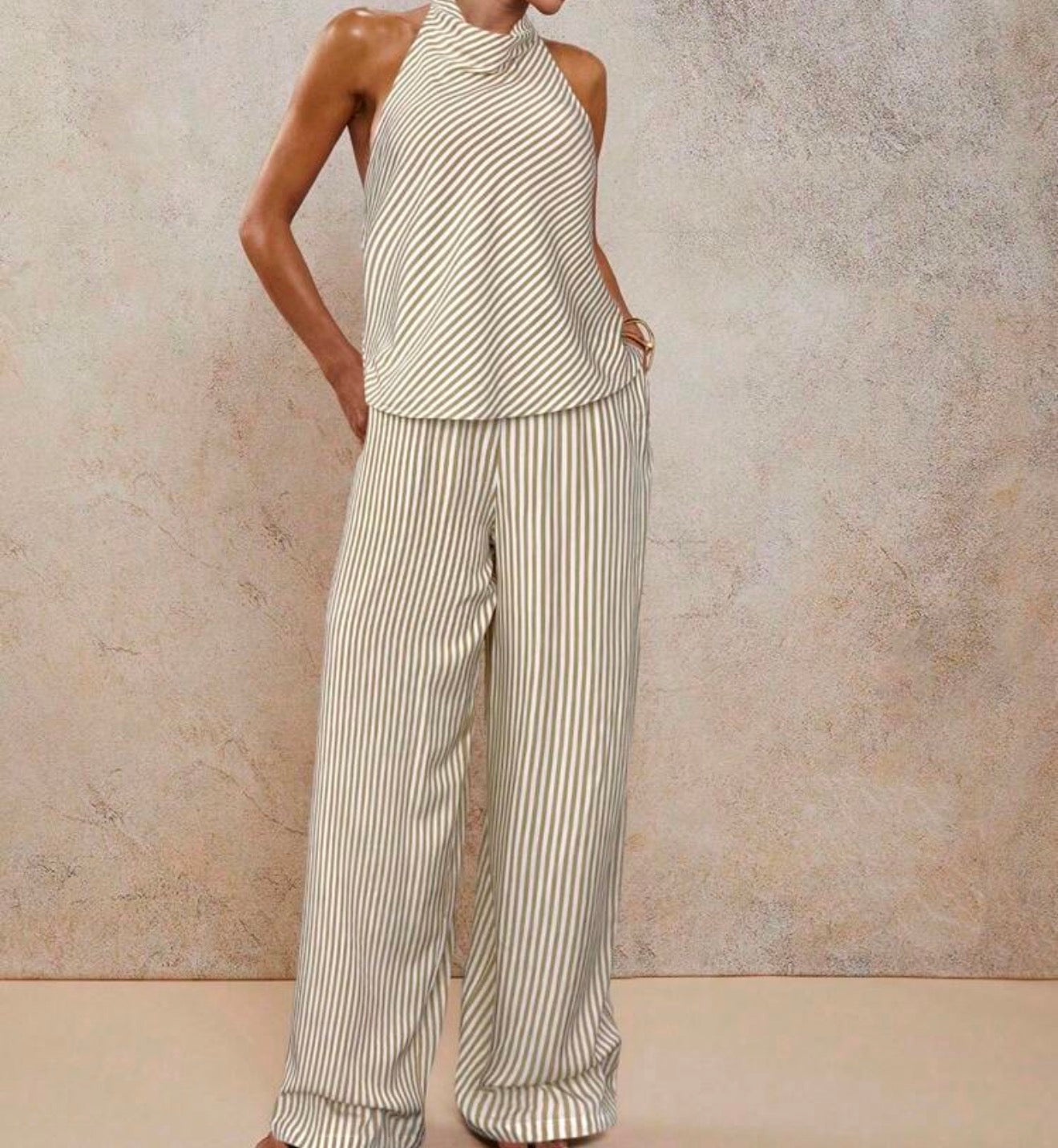 Olive Breeze Striped Set.