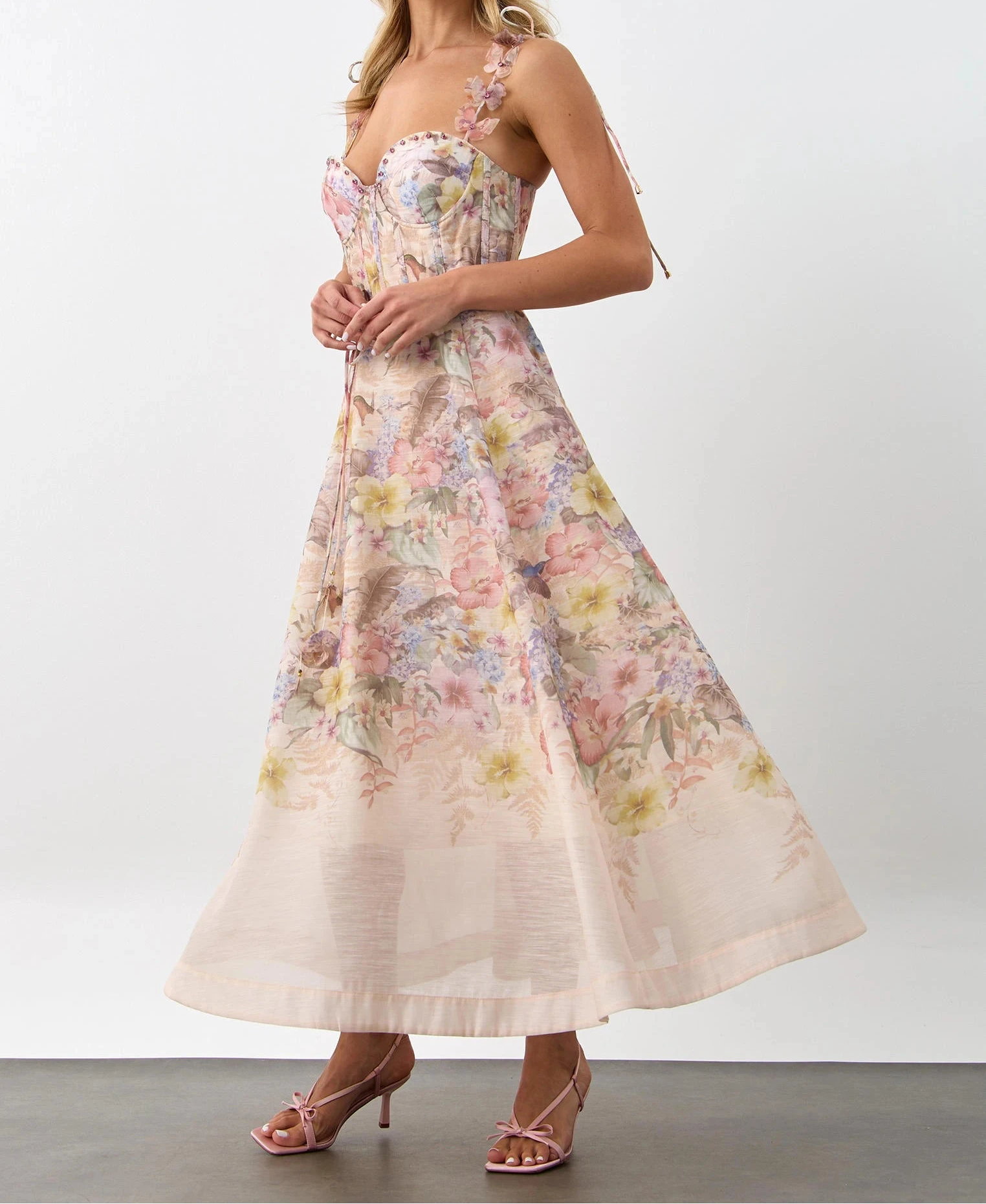 Romantic Pastel Floral Corset Dress.